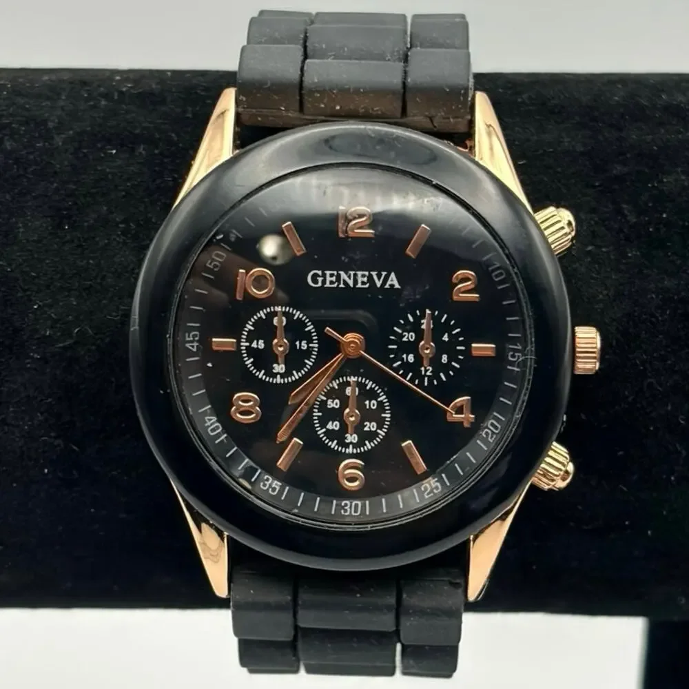 Black & Gold Geneva Men's Watch